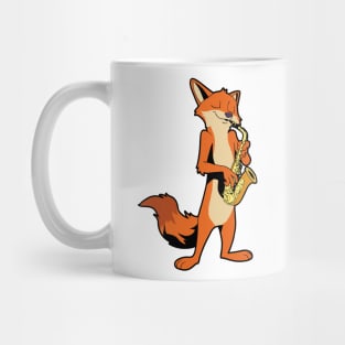 Comic fox playing saxophone Mug